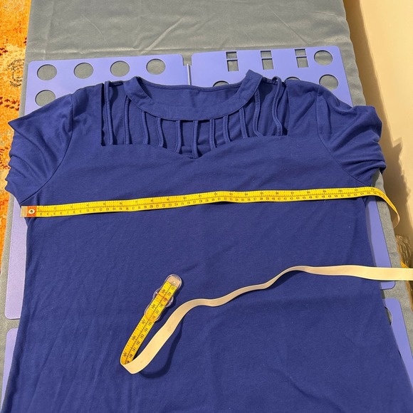 Royal Blue Long Sleeve Cut Out Crew Neck Tee Shirt Size XXL Pre-owned - Picture 6 of 9